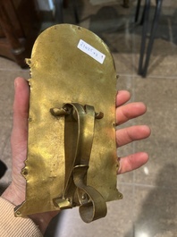 Two Limoges enamel plaques and a pax with religious subjects, 19th/20th C.