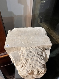 A large French architectural carved stone fragment with the head of Ceres, 19th C.