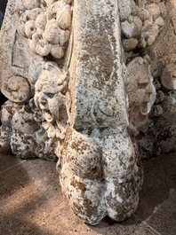 A pair of carved stone pedestals in the Neo-Renaissance style, 19th C.