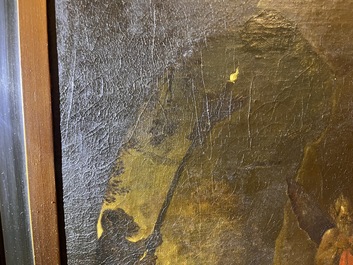 Flemish school, follower of David Teniers (1610-1690): The rich man being led to hell, oil on canvas, ca. 1700