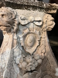 A pair of carved stone pedestals in the Neo-Renaissance style, 19th C.