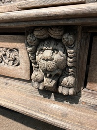 A Dutch elaborate carved oak Renaissance four-door cupboard, 17th C.
