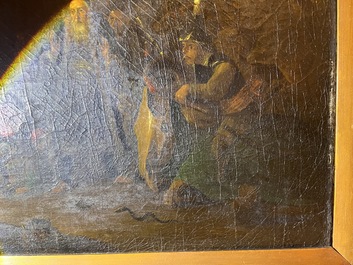 Flemish school, follower of David Teniers (1610-1690): The rich man being led to hell, oil on canvas, ca. 1700