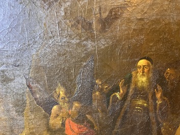 Flemish school, follower of David Teniers (1610-1690): The rich man being led to hell, oil on canvas, ca. 1700