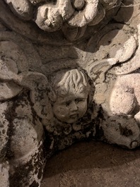 A pair of carved stone pedestals in the Neo-Renaissance style, 19th C.