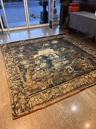 A Flemish verdure wall tapestry with two swans in a lake, probably Oudenaarde, late 17th C.