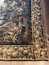 A Flemish verdure wall tapestry with two swans in a lake, probably Oudenaarde, late 17th C.