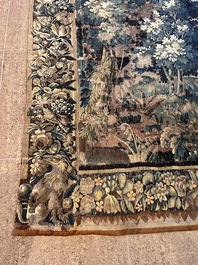 A Flemish verdure wall tapestry with two swans in a lake, probably Oudenaarde, late 17th C.
