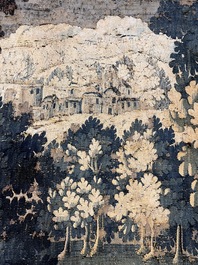A Flemish verdure wall tapestry with two swans in a lake, probably Oudenaarde, late 17th C.