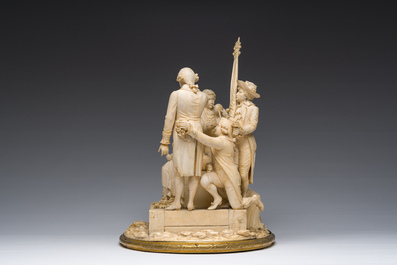 Ecole fran&ccedil;aise, suiveur de Louis-Simon Boizot (1743-1809): 'La rosi&egrave;re de Salency', ivoire sculpt&eacute;, probablement Dieppe, fin du 19&egrave;me si&egrave;cle