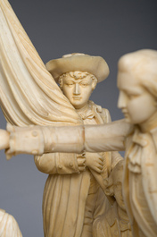 Ecole fran&ccedil;aise, suiveur de Louis-Simon Boizot (1743-1809): 'La rosi&egrave;re de Salency', ivoire sculpt&eacute;, probablement Dieppe, fin du 19&egrave;me si&egrave;cle