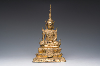 Bouddha en bronze dor&eacute; et laqu&eacute;, Tha&iuml;lande, p&eacute;riode Rattanakosin, 19&egrave;me si&egrave;cle