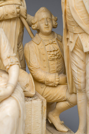 Ecole fran&ccedil;aise, suiveur de Louis-Simon Boizot (1743-1809): 'La rosi&egrave;re de Salency', ivoire sculpt&eacute;, probablement Dieppe, fin du 19&egrave;me si&egrave;cle