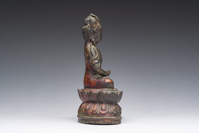 Bouddha assis en bronze dor&eacute; et laqu&eacute;, Chine, Ming