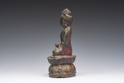 Bouddha assis en bronze dor&eacute; et laqu&eacute;, Chine, Ming