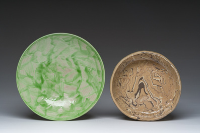Two Japanese studio pottery bowls, Showa, 20th C.