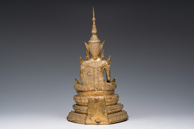 Bouddha en bronze dor&eacute; et laqu&eacute;, Tha&iuml;lande, p&eacute;riode Rattanakosin, 19&egrave;me si&egrave;cle