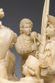 Ecole fran&ccedil;aise, suiveur de Louis-Simon Boizot (1743-1809): 'La rosi&egrave;re de Salency', ivoire sculpt&eacute;, probablement Dieppe, fin du 19&egrave;me si&egrave;cle