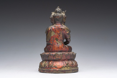 Bouddha assis en bronze dor&eacute; et laqu&eacute;, Chine, Ming