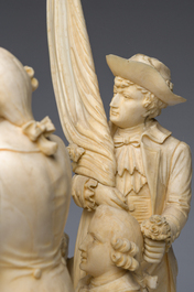 Ecole fran&ccedil;aise, suiveur de Louis-Simon Boizot (1743-1809): 'La rosi&egrave;re de Salency', ivoire sculpt&eacute;, probablement Dieppe, fin du 19&egrave;me si&egrave;cle