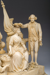 Ecole fran&ccedil;aise, suiveur de Louis-Simon Boizot (1743-1809): 'La rosi&egrave;re de Salency', ivoire sculpt&eacute;, probablement Dieppe, fin du 19&egrave;me si&egrave;cle