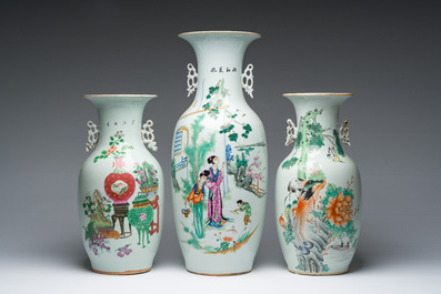 Drie Chinese famille rose vazen, 19de/20ste eeuw