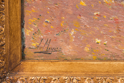 Isidore Meyers (1836-1917): Paysage au moulin &agrave; eau, huile sur toile