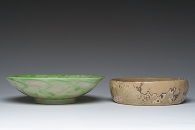 Two Japanese studio pottery bowls, Showa, 20th C.