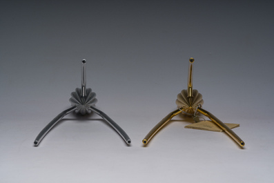 Philippe Starck (1949): Two 'Juicy Salif' citrus squeezers for Alessi, aluminium and gilt aluminium, Italy, last quarter 20th C.