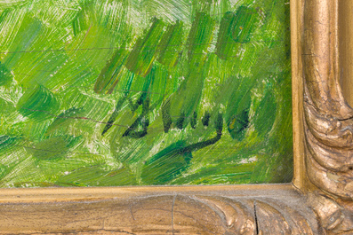 Modest Huys (1874-1932): 'La Lys - De Leie', huile sur panneau