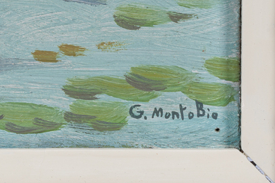 Guillaume Montobio (1883-1962, dans le style de): Vue sur La Lys, huile sur board