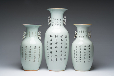 Drie Chinese famille rose vazen, 19de/20ste eeuw