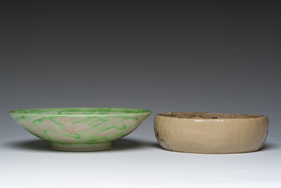 Two Japanese studio pottery bowls, Showa, 20th C.