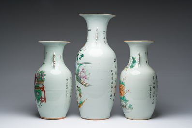 Drie Chinese famille rose vazen, 19de/20ste eeuw