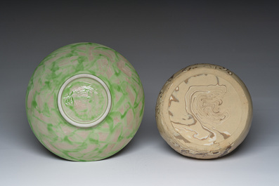 Two Japanese studio pottery bowls, Showa, 20th C.