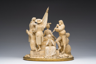 Ecole fran&ccedil;aise, suiveur de Louis-Simon Boizot (1743-1809): 'La rosi&egrave;re de Salency', ivoire sculpt&eacute;, probablement Dieppe, fin du 19&egrave;me si&egrave;cle