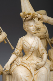 Ecole fran&ccedil;aise, suiveur de Louis-Simon Boizot (1743-1809): 'La rosi&egrave;re de Salency', ivoire sculpt&eacute;, probablement Dieppe, fin du 19&egrave;me si&egrave;cle