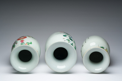 Drie Chinese famille rose vazen, 19de/20ste eeuw