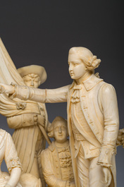 Ecole fran&ccedil;aise, suiveur de Louis-Simon Boizot (1743-1809): 'La rosi&egrave;re de Salency', ivoire sculpt&eacute;, probablement Dieppe, fin du 19&egrave;me si&egrave;cle