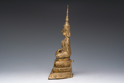 Bouddha en bronze dor&eacute; et laqu&eacute;, Tha&iuml;lande, p&eacute;riode Rattanakosin, 19&egrave;me si&egrave;cle