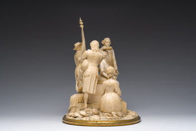 Ecole fran&ccedil;aise, suiveur de Louis-Simon Boizot (1743-1809): 'La rosi&egrave;re de Salency', ivoire sculpt&eacute;, probablement Dieppe, fin du 19&egrave;me si&egrave;cle