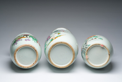 Drie Chinese famille rose vazen, 19de/20ste eeuw