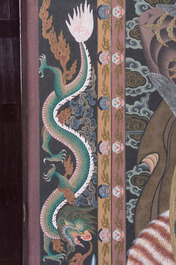 Thangka figurant 'Bhavacakra' ou 'La Roue de le Vie', N&eacute;pal, 20&egrave;me si&egrave;cle