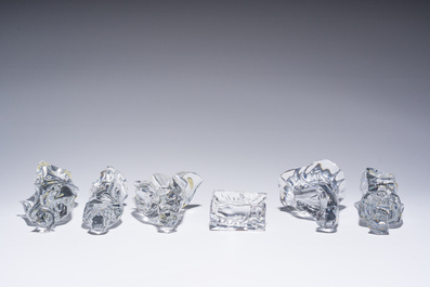 A French six-piece Baccarat crystal nativity set consisting of Mary, Joseph, Jesus and the three kings, 20th C.