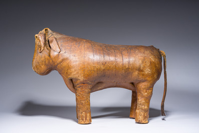 Dimitri Omersa (1927-1975): A brown leather 'bull' ottoman, third quarter 20th C.