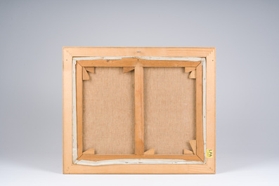 Georges Dheedene (1909-1973): Beach view, oil on panel and De Kat (20th C.): Summer fun, oil on canvas