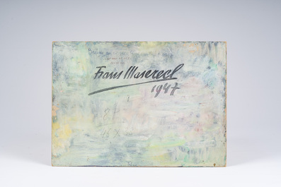 Frans Masereel (1889-1972): 'Brune au corsage bleu dans la verdure', olie op board, gedateerd 1947