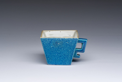 A Chinese robin's egg glazed tapering square cup, 18th C.