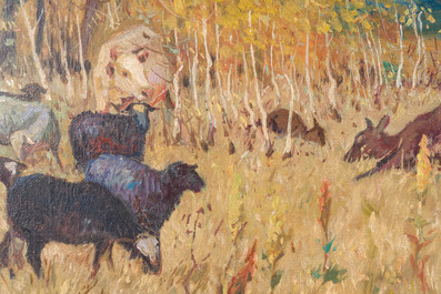 Russische school, gesigneerd Shapovalov, navolger van Arkady Alexandrovich Plastov (1893-1972): De doortocht van de fascisten, olie op doek, [1942]