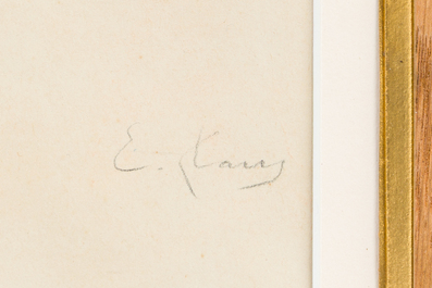 Emile Claus (1849-1924): Portrait of an older man with a beard, pencil on paper